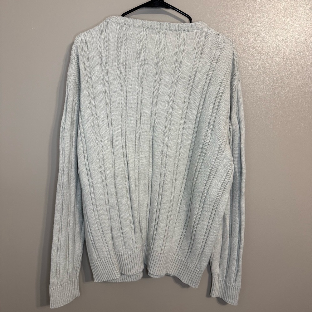 Nautica Light Gray Cable Knit‎ Crewneck Pullover Sweater Fisherman Men’s XL - Picture 2 of 9
